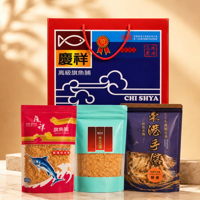 伴手禮盒組(旗魚脯+狗母魚脯+海味零嘴)2