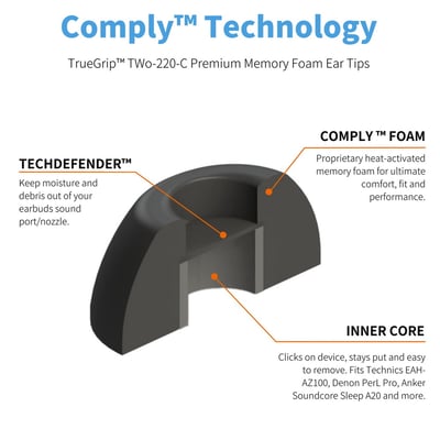 Comply TrueGrip™ Pro TWo-220-C 記憶海綿耳塞｜EAH-AZ100專用 × 降噪升級 × 極致舒適佩戴3