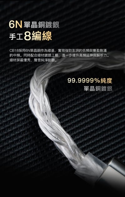 iBasso Audio CB18 Type C- Type C USB DAC 小尾巴升級線 6N單晶銅鍍銀3