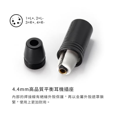 ddHiFi XLR44B 4.4mm平衡(母)轉XLR 4pin(公)轉接頭4