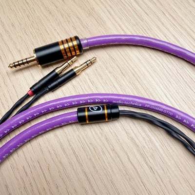 Power Praise 大力揚 × 鐵三角 CAB226 PP-UH4040-GT7D 3.5mm x 2 耳罩式耳機升級線｜單晶銅鍍銀混合導體3
