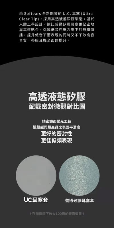 Softears U.C. Eartips 高透液態矽膠耳塞套 | 密封升級 提升音質4
