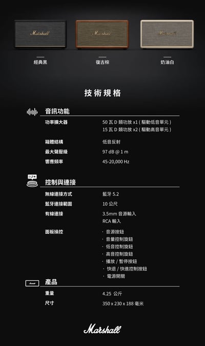 英國 Marshall Stanmore III Bluetooth 三代藍牙喇叭 藍牙5.27