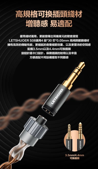 LETSHUOER 鑠耳 S08 第四代雙音圈13MM定制平板振膜單元 耳道式耳機 入耳式9