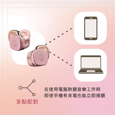 日本鐵三角 ATH-SQ1TW2NC 真無線耳機 主動降噪輕巧設計 首批贈《鐵粉遛娃包》1個/聲優語音限定下載5