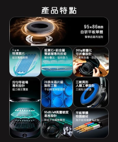 FIIO × Jade Audio JT9 開放式平板振膜耳罩耳機｜1μm 超薄振膜・雙鍍層技術・3.5mm＋4.4mm 雙線材2