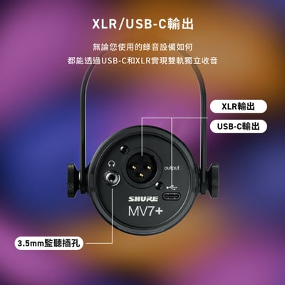 美國 SHURE MV7+ MV7 Plus USB 數位動圈麥克風 Podcast 實況8