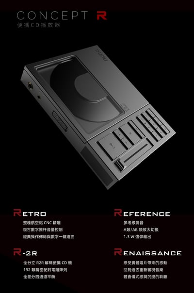 DUNU 達音科 CONCEPT R 全分立R2R解碼便攜CD播放機｜致敬經典・前衛設計・全能音訊核心1
