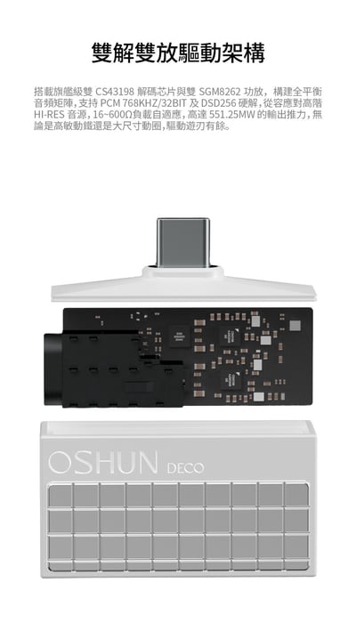 麗弦 EarAcoustic OSHUN DECO 瞬解 USB DAC 小尾巴 耳機擴大機｜雙 CS43198・3.5mm／4.4mm 雙輸出4