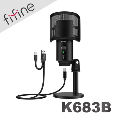 FIFINE K683B USB心型指向電容式麥克風 零延遲即時監聽1