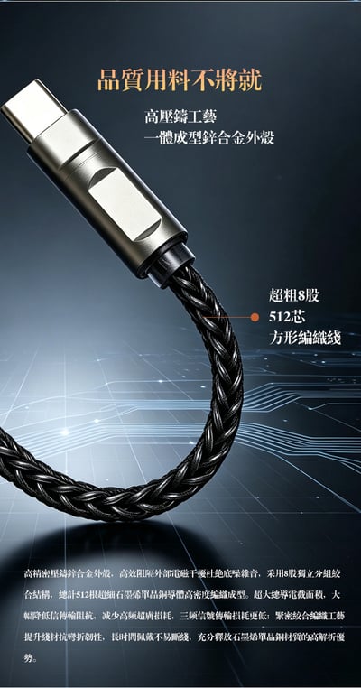 狂派 OTG-5 石墨烯超性銅 Type-C OTG 音頻連接線 512芯編織｜讓手機與小尾巴 DAC 連接更穩、更俐落7
