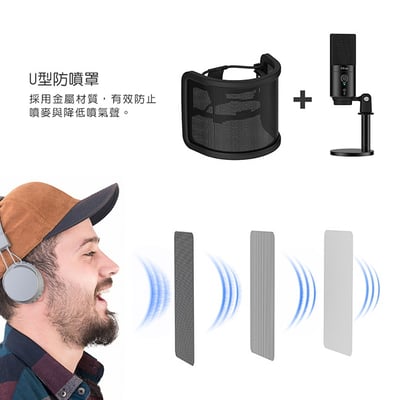 FIFINE K683B USB心型指向電容式麥克風 零延遲即時監聽7