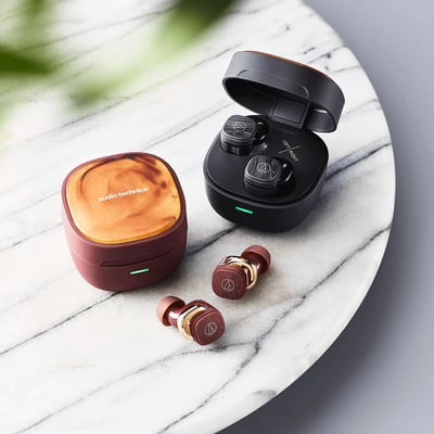 Audio-Technica 日本鐵三角ATH-SQ1TW2 BW/GY 真無線藍牙耳機 獨一無二的咖啡藝術花紋限定色1