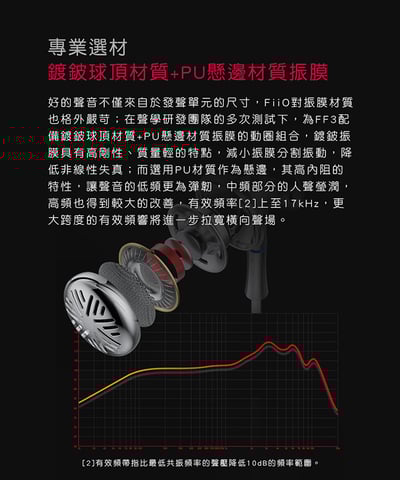 【FiiO FF3 腰鼓式雙腔體平頭塞耳機】14.2mmPU+镀铍振膜/316L不鏽鋼殼體/單晶銅鍍銀耳機線/旋鎖可更換插頭8