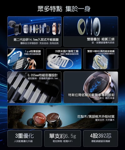 FiiO FP3 平板振膜 CM 可換線 原木 入耳式耳機 耳道式3