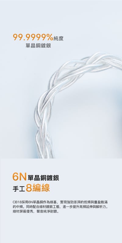 iBasso Audio CB18L Lightning to Type-C 小尾巴升級線｜6N單晶銅鍍銀手工編織・純淨音質升級之選2