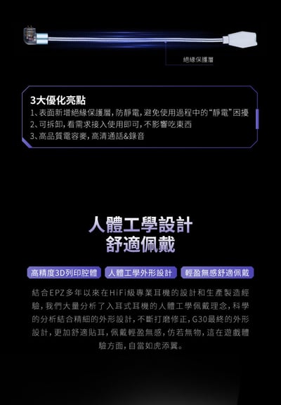 EPZ G30 Type-C 遊戲入耳式耳機 DAC調音架構 類比7.1環繞遊戲音效22
