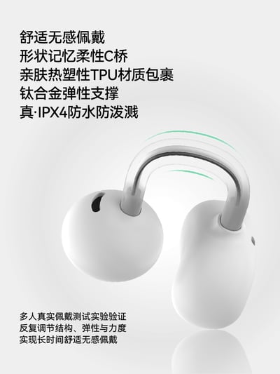 MOONDROP 水月雨 Pill 音樂膠囊耳夾式藍牙耳機｜HiFi音質 × AI降噪 × 零壓佩戴3