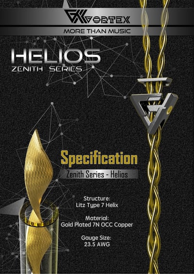 Vortex 「Zenith Series Helios 太陽神」 7N OCC鍍金銅升級線｜溫潤、穩定、細膩的人聲系高階線材1