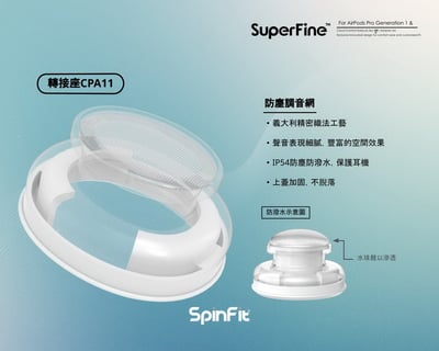 SpinFit SuperFine 矽膠耳塞 AirPods Pro 1&2 專用 會動的耳塞 專利技術 一盒1對 | 公司貨6