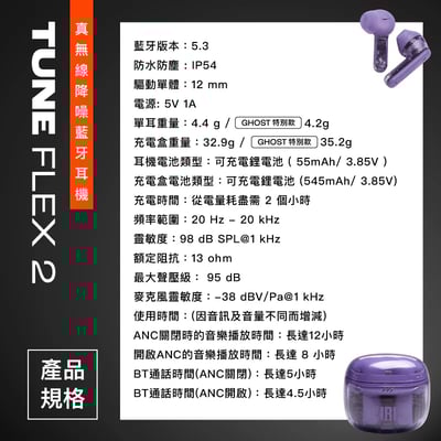 【JBL Tune Flex 2 Ghost 特別版】 真無線降噪藍牙耳機｜一機兩用設計17