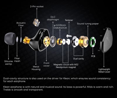 KEFINE Klean 10mm DLC振膜動圈HiFi入耳式耳機 CM 0.78 耳道式8