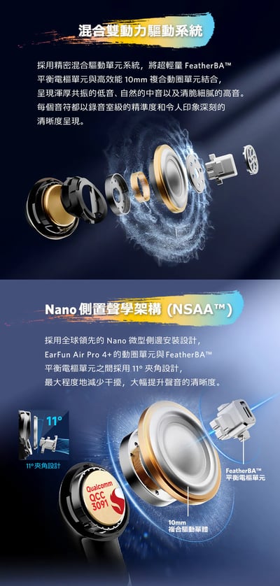 EarFun Air Pro 4+ 降噪真無線藍牙耳機 — 雙驅動高通旗艦，震撼降噪再進化4