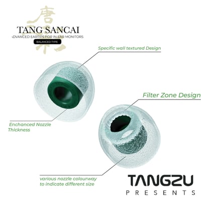TANGZU 唐族 TANG SANCAI 唐三彩 (均衡型/大口徑)氣壓平衡耳塞 三對六入1