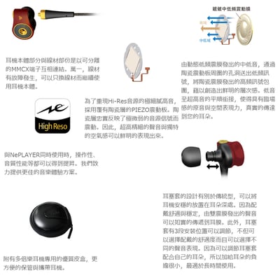 日本 radius HP-TWF41 雙單體(動圈(鍍鈹)+陶瓷) 耳道式耳機 MMCX可換線設計 Hi-Res3