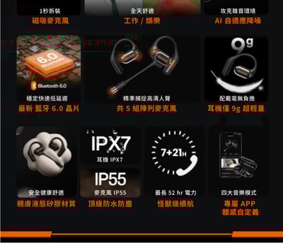 OpenRock Link 20 開放式無線耳機 藍牙6.0｜ AI 即時翻譯 × 通話降噪 × 會議錄音｜最強商務耳機推薦3