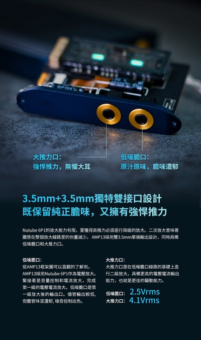 iBasso AMP13 三通道Nutube真空電子管耳放卡 3.5mm+3.5mm雙輸出 KORG Nutube 第六代 下單後預計3~5工作天到貨寄出 DX300/DX3205