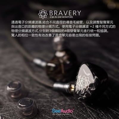 See audio 『Bravery』勇氣 四動鐵單元 耳道式耳機 CM插針4