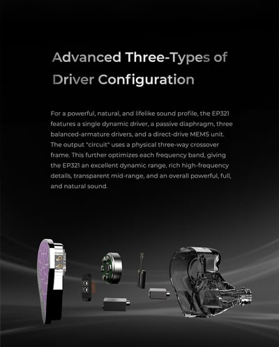 Binary EP321-MEMS 三混合六單元 MEMS 高解析入耳式耳機3