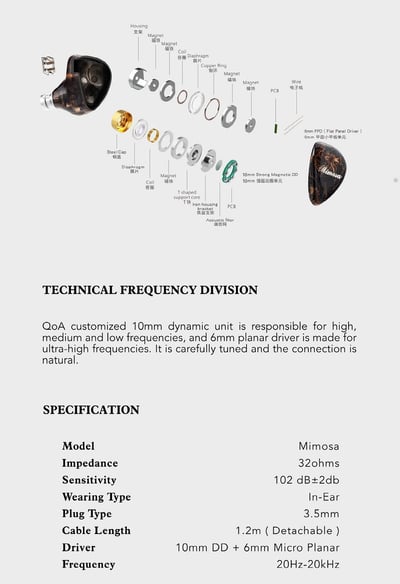 Kinera Celest QoA Mimosa 含羞草 雙單元入耳式耳機｜動圈+平板，聲音均衡細膩5