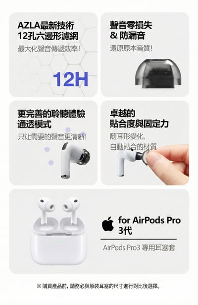 AZLA SednaEarfit XELASTEC II AirPods Pro 3 專用耳塞套 全新升級登場2