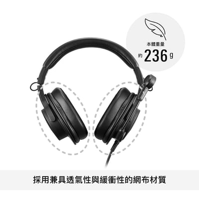 Audio-Technica ATH-M20xSTS 直播監聽耳機麥克風｜監聽耳機＋電容麥克風一次整合，直播、遊戲、Podcast 不用再多擺一支桌上麥 🎧🎙️9