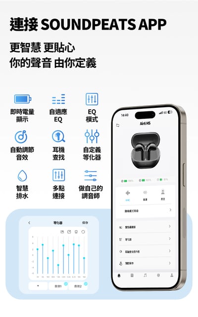 SOUNDPEATS Air6 HS 半入耳式藍牙耳機｜13mm 三磁複合動圈，日常聆聽輕鬆又有活力 🎧18
