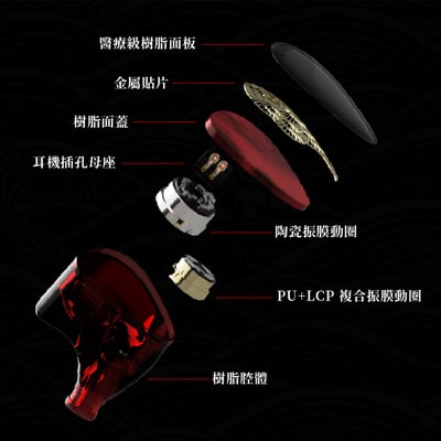 Tangzu唐族 x HBB 九天玄女 雙動圈入耳式耳機 耳道式 CM 0.78mm6