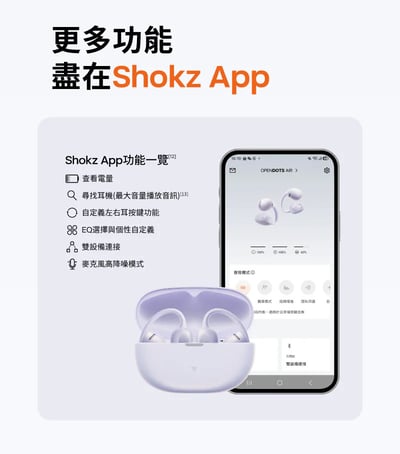 SHOKZ OpenDots Air E210 開放式耳夾耳機｜輕巧開放式耳夾設計，保留環境感知，也把低頻做得更有存在感 🎧17