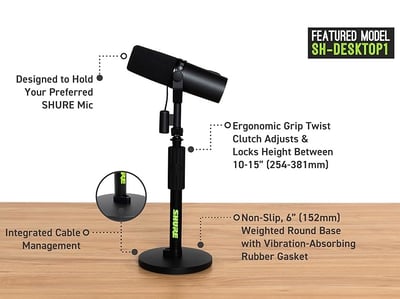 SHURE SH-DESKTOP1 桌上型麥克風圓底座｜穩固支撐 × 人體工學設計 × 專業錄音首選5