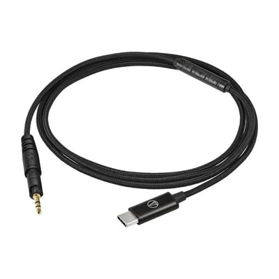 Audio-Technica 鐵三角 AT-HC2C/1.2 USB-C to 2.5mm M50x/HD598 耳機替換線｜內建數位類比轉換2