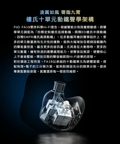 FiiO FA19 樓氏十單元動鐵 MMCX 單晶體純銀 可換線 入耳式耳機 耳道4