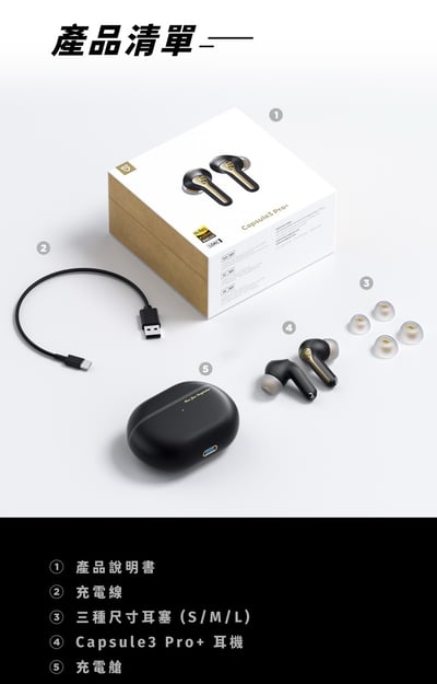 【SoundPeats】Capsule3 Pro+ 真無線藍牙耳機｜LDAC/抗風噪/ANC｜藍牙5.322