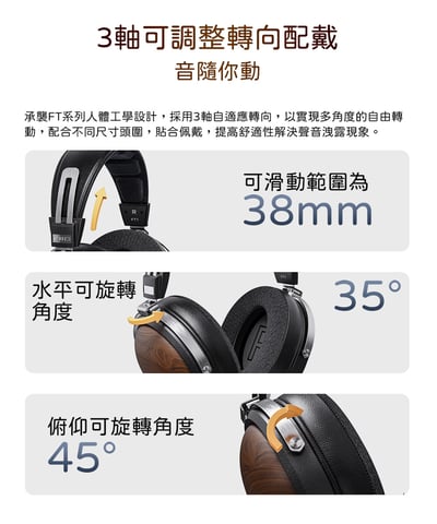 FiiO FT1 封閉式動圈頭戴式 黑胡桃實木外殼 可換線耳機11