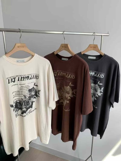 玫瑰帶刺親膚柔棉寬版T恤14