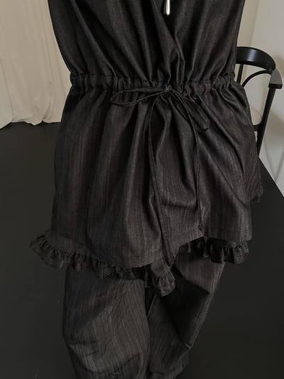 抽繩小口袋軟料牛仔背心11