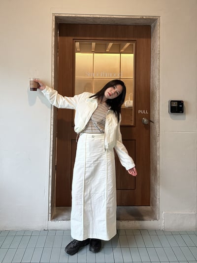 韓系簡約附腰帶風衣長裙8