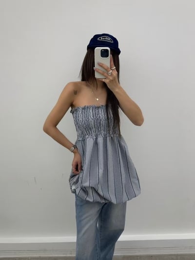 多種穿法格紋彈性連衣裙9