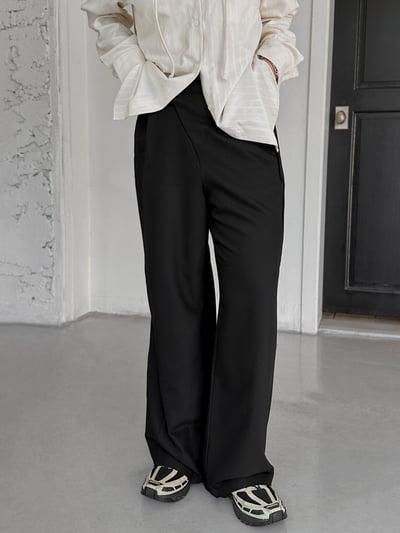 雙層交錯腰頭設計西裝長褲6