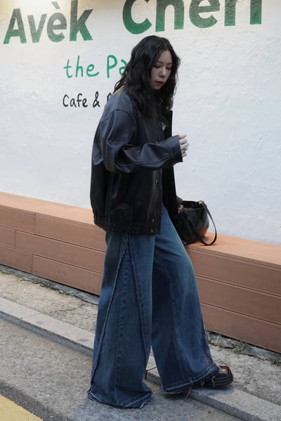 復古刷色小喇叭落地牛仔褲7